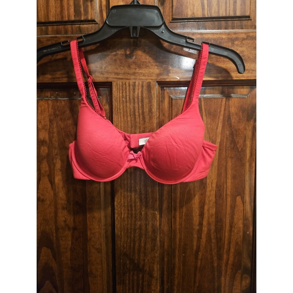 Victoria's Secret 34B Body LinedPerfect Coverage Bra Red Underwire Full Coverage